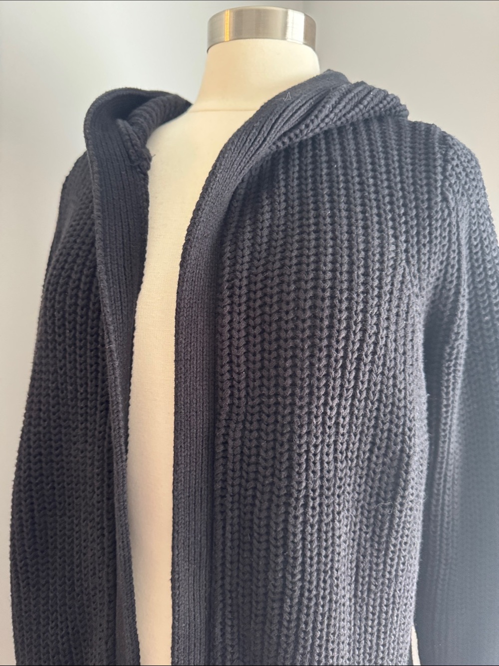525 America NWOT Hooded Open Front Cardi Sweater Coat - Black, Size M